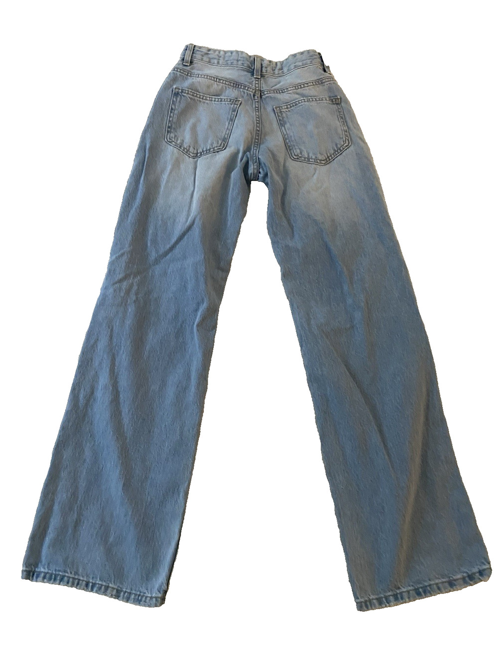 Bershka Womens Jeans Size 2 Straight Leg Destroyed Distressed Denim 90s Baggy